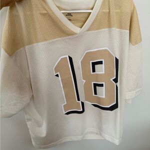 Urban Outfitters Tan and White Mesh Jersey